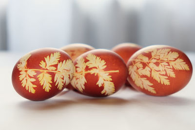 Close-up of eggs on table