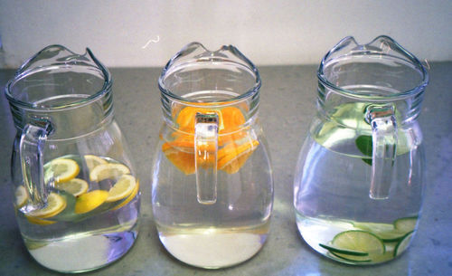 Close-up of glass jar on table