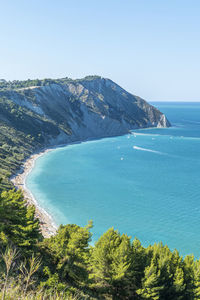 Aerial view of the beautiful beach of mezzavalle in ancona