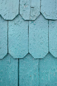 Wooden painted blue rooftop pattern