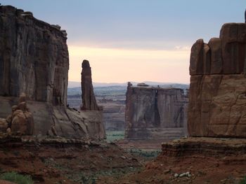 View of rock formations at sunset