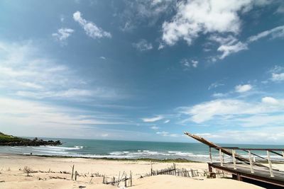 Scenic view of beach against sky