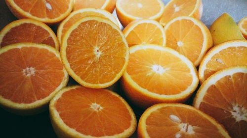 High angle view of orange fruits