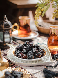 Kurma aja or ajwa dates fruits on the table. one of sunnah foods for iftar breakfasting