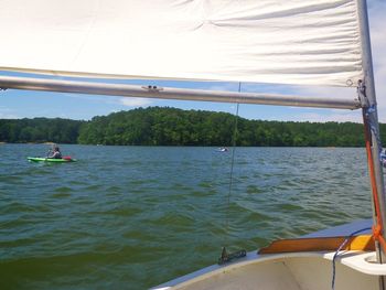 Boat sailing in sea