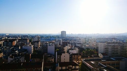 Cityscape against clear sky