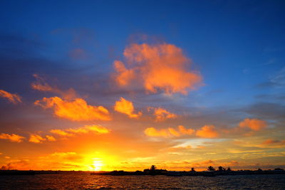 View of calm sea at sunset