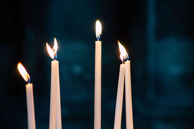 Close-up of lit candles