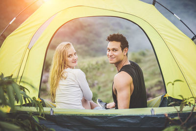 Young couple smiling