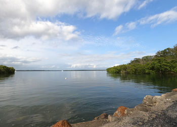 Scenic view of lake against sky