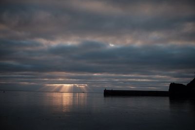 Scenic view of sea against dramatic sky