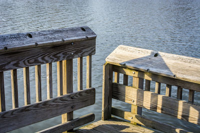 High angle view of pier on beach