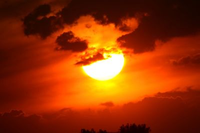 Low angle view of dramatic sky during sunset
