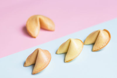 High angle view of cookies on table