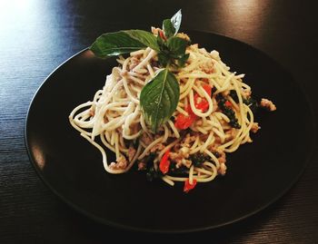 High angle view of meal served in plate