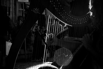 Low angle view of people playing on stage