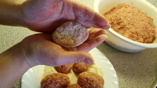 Close-up of hand holding bread