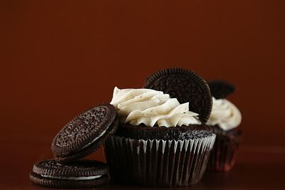 Close-up of cupcakes on cake