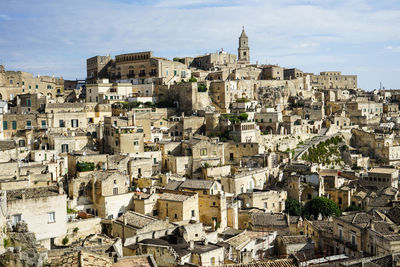 High angle view of buildings in city