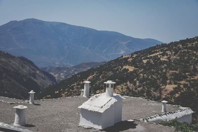 Scenic view of mountains against clear sky