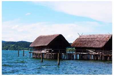 View of pier on lake