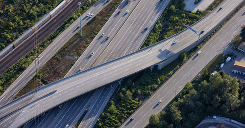 High angle view of elevated road in city