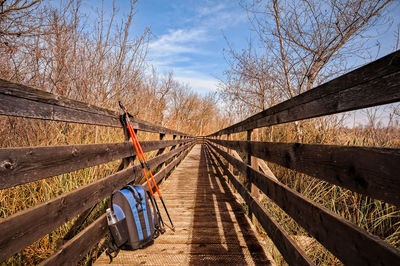 View of footbridge against sky