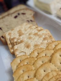 High angle view of bread in plate