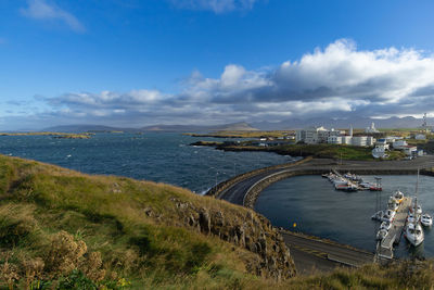 High angle view of bridge over sea