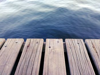 High angle view of wooden pier on calm sea