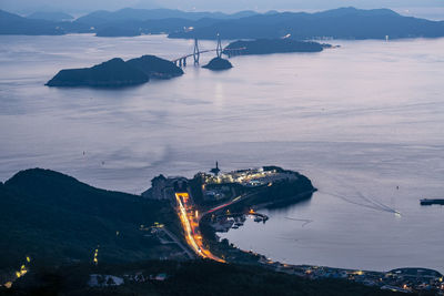 High angle view of sea against sky