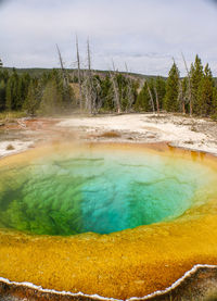 Hot spring against sky