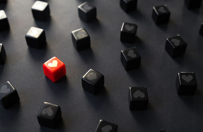 High angle view of toy blocks on table