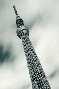 Low angle view of tokyo skytree against cloudy sky