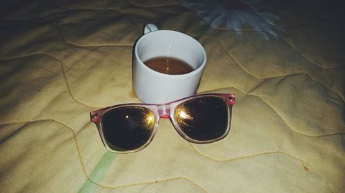 Close-up of coffee cup on table