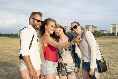 Family taking selfie