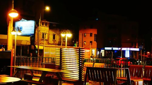 Illuminated building at night