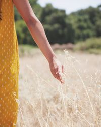 Midsection of woman standing on land