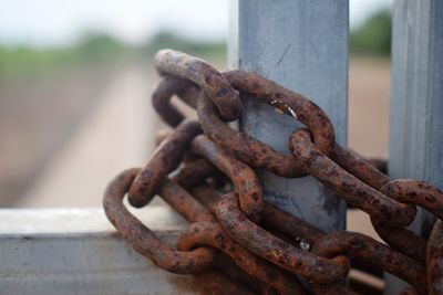 Close-up of rusty chain