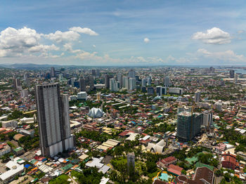 High angle view of cityscape against sky