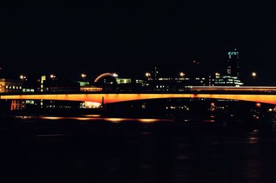 View of bridge at night