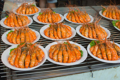 High angle view of orange fruits on table