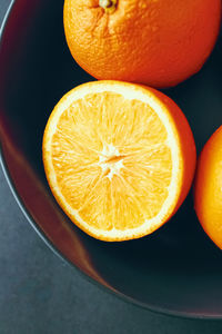 Close-up of lemon slices in plate