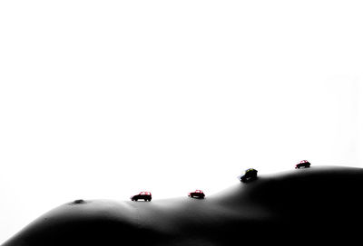 High angle view of traffic on white background