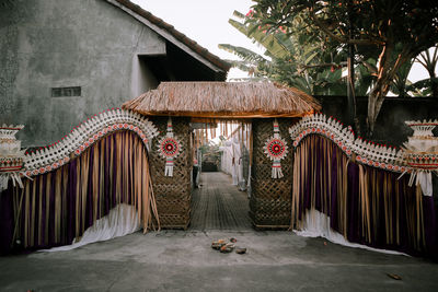 Exterior of decorated house entrance