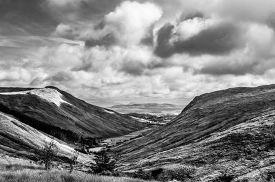 Scenic view of landscape against cloudy sky