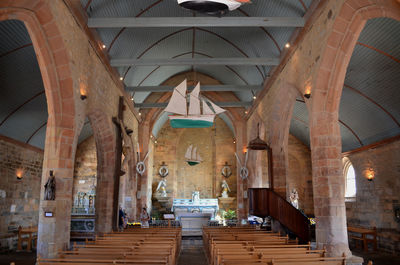 Interior of illuminated cathedral