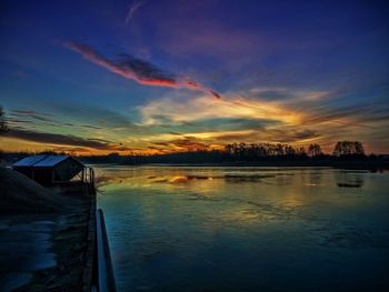 Scenic view of sea at sunset