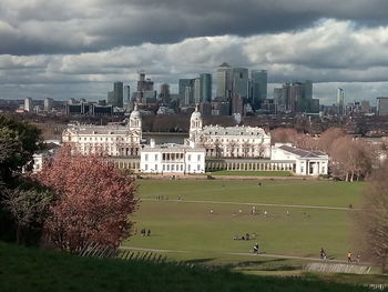 Panoramic shot of cityscape against sky