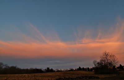 Scenic view of field against sky during sunset